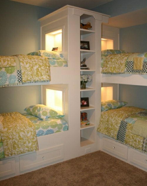 aménagement-petite-chambre-coucher-idées-lit-deux-étages Aménager une petite chambre