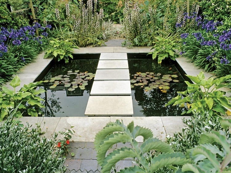 amenagement moderne jardin symetrique bassin