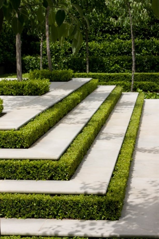 aménagement paysager moderne jardin-marches-escalier-haie