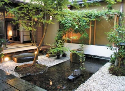 bassin-de-jardin-beau-luminaire-galets-plantes