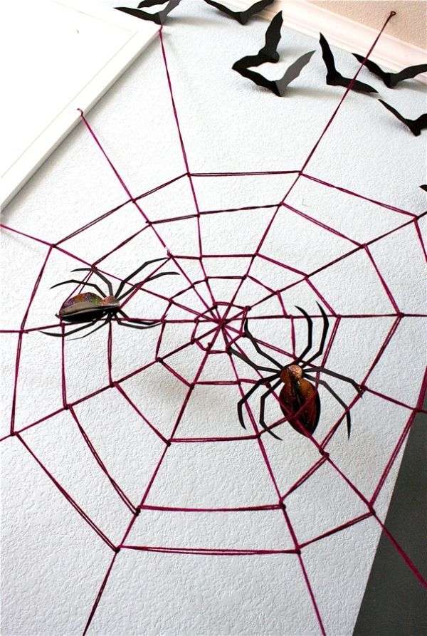 bricolage-Halloween-amusant-toile-araignée-fil