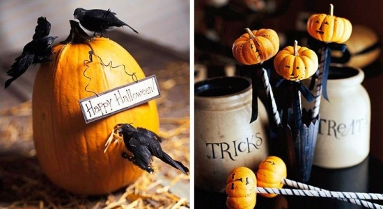 bricolage-Halloween-idées-faciles-créatives-petites-citrouilles-corneilles