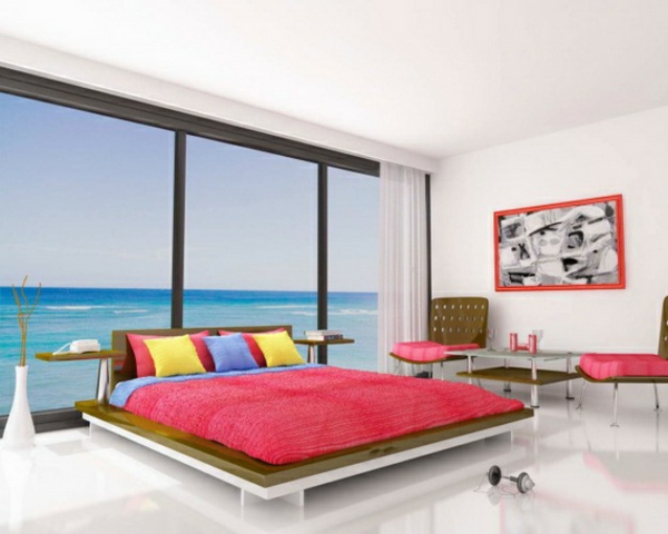 chambre-coucher-couvre-lit-accents-rose-pastèque-panorama