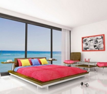 chambre-coucher-couvre-lit-accents-rose-pastèque-panorama