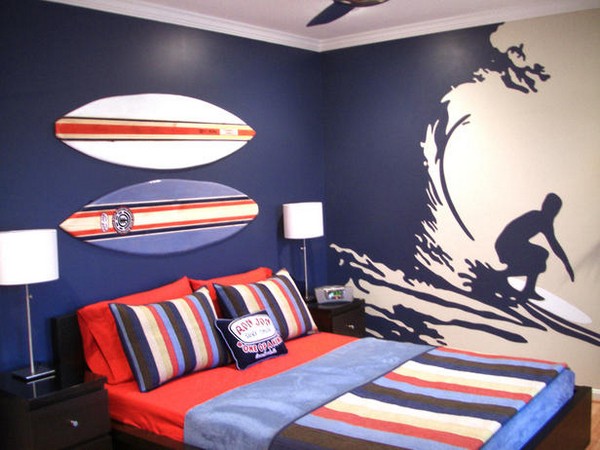chambre-garçon-ado-hobby-surf-déco-murale
