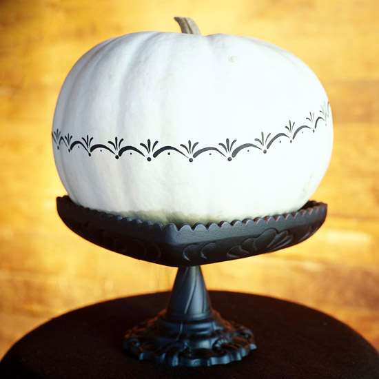 citrouille blanche Halloween décoration-peinture-noire