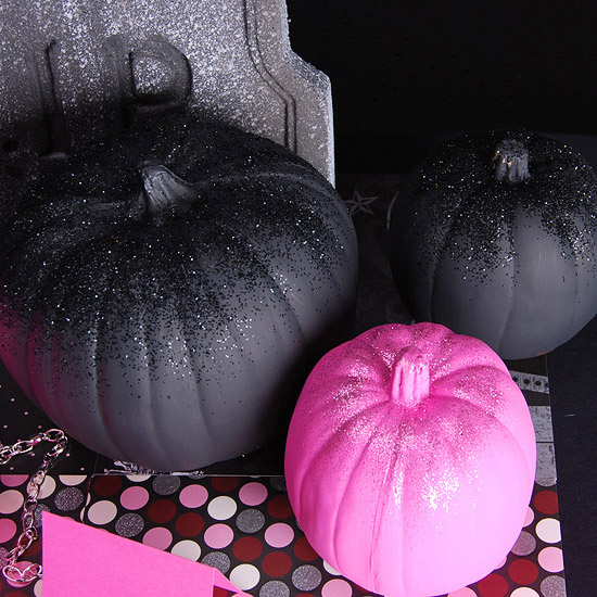citrouilles-Halloween-décoratives-noir-rose-paillettes