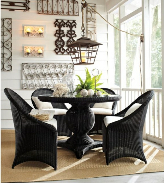 coin-repas-extérieur-mobilier-idées-rotin-table-chaises