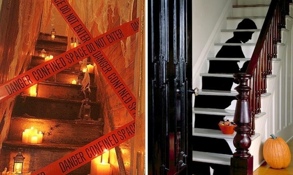déco-Halloween-automne-escaliers-idées-citrouilles-silhouette-noire Déco Halloween et d'automne