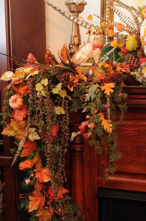déco-Halloween-automne-escaliers-idées-feuilles-branchettes-cônes-pin