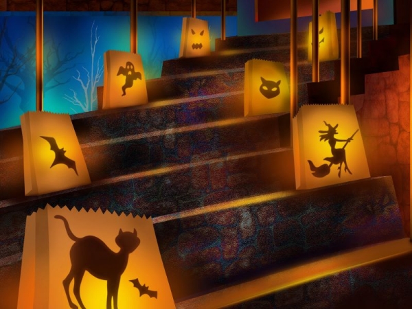 déco-Halloween-automne-escaliers-idées-lanternes-DIY-sachets-papier-bougies