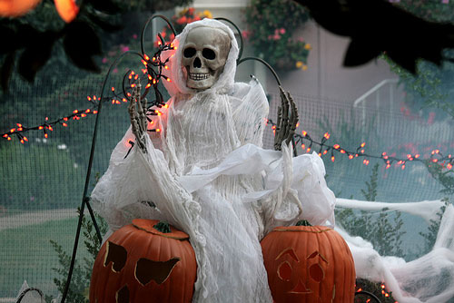 déco-Halloween-jardin-idées-citrouilles-squelette Déco Halloween pour le jardin