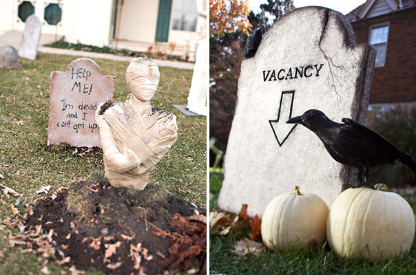 déco-Halloween-jardin-idées-pierre-tombale-corbeau-squelette-enterré