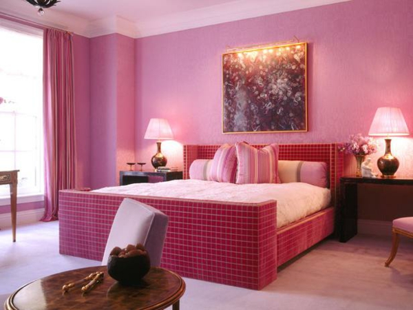 déco-murale-chambre-coucher-peinture-rose déco murale