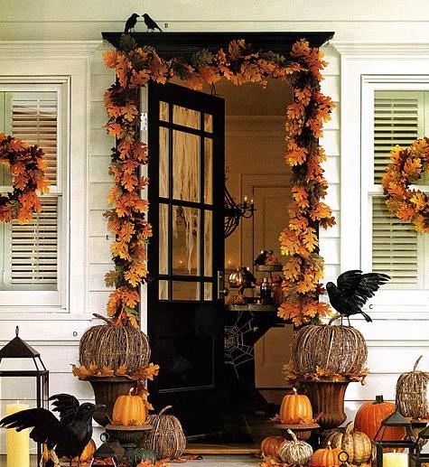 décoration Halloween élégante guirlande-feuilles-sèches-chêne
