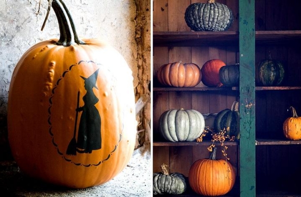 décoration Halloween en citrouilles image-sorcière-pochoir