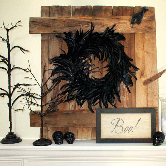 décoration-Halloween-facile-imposante-noir-cheminée