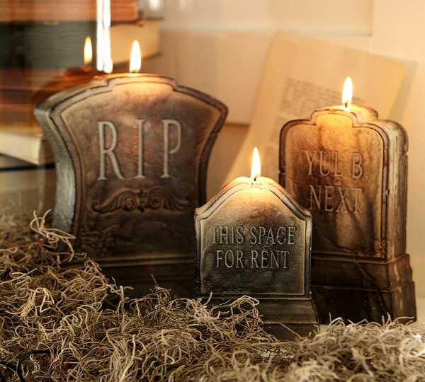 décoration Halloween pas chère bougies-pierres-tombales