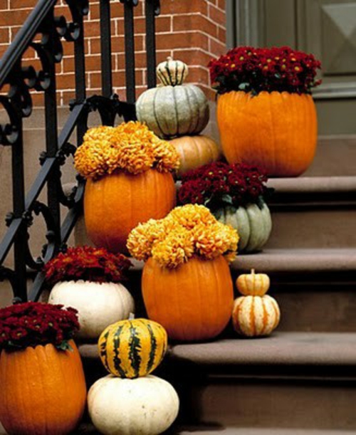 décoration-automne-DIY-idées-faciles-inspirantes-citrouilles-cache-pots décoration d'automne DIY