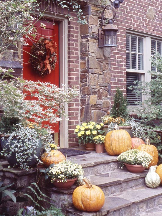 décoration-automne-Halloween-citrouilles-escalier décoration d'automne