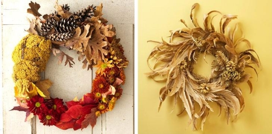 décoration d'automne naturelle couronne-porte-feuilles-sèches