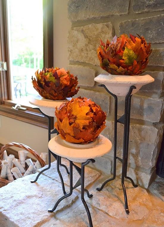 décoration-automne-parfumée-pots-pourris-décoratives-feuilles-automnales