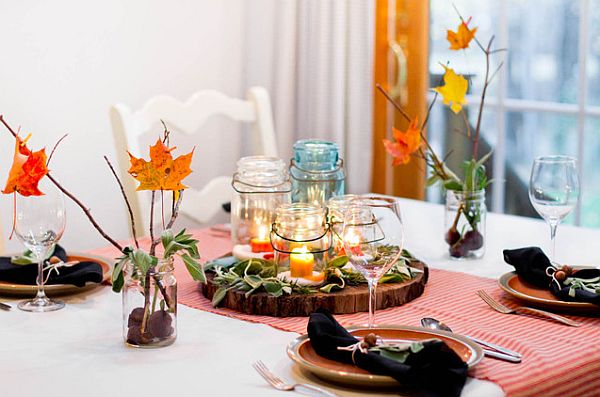 décoration-centre-table-tronc-coupé-automne