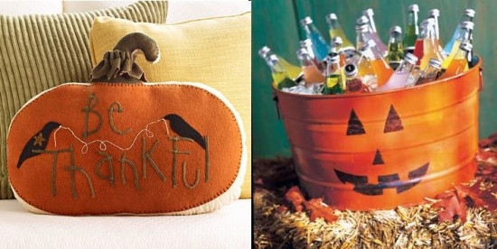 décoration-citrouille-Halloween-idées-DIY-coussin-rafraîchisseur-bouteilles