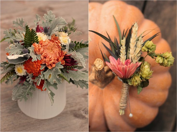 décoration-florale-belles-idées-fleurs-automne-citrouille-vase-feuilles décoration florale