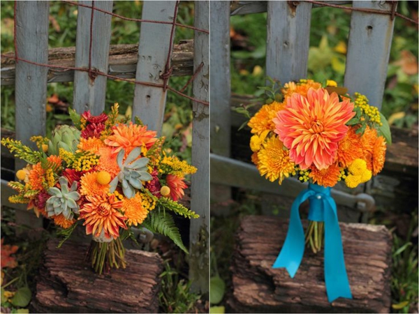 décoration-florale-belles-idées-fleurs-automne-jaunes-orange décoration florale