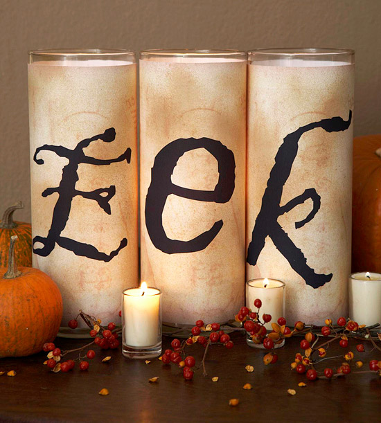 décoration Halloween dessus-cheminée-porte-bougies