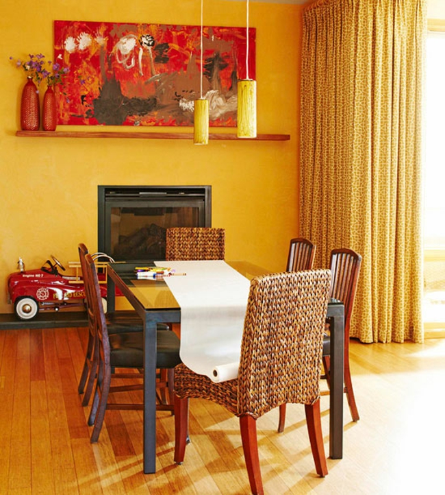 décoration-intérieure-inspirée-couleurs-automne-jaune-orangé-peinture décoration intérieure