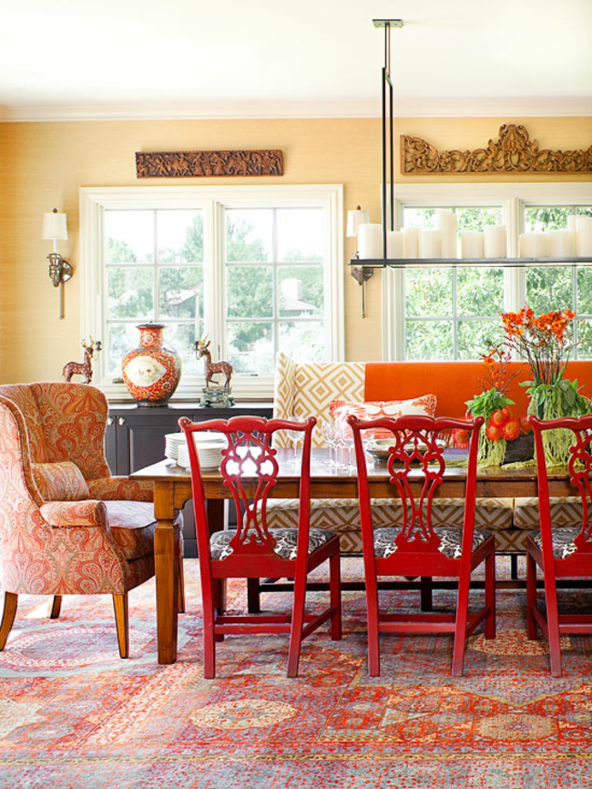 décoration-intérieure-inspirée-couleurs-automne-orange-rouge-motifs-fleurs