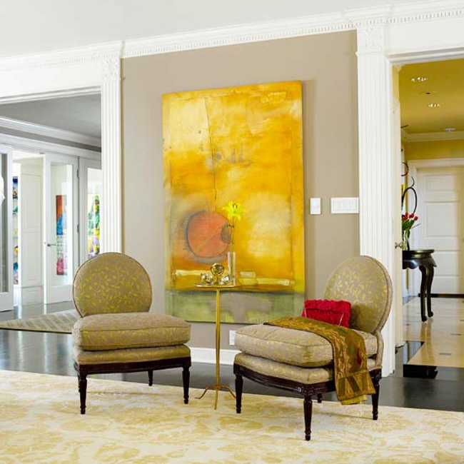 décoration-intérieure-inspirée-couleurs-automne-peinture-jaune-beige décoration intérieure