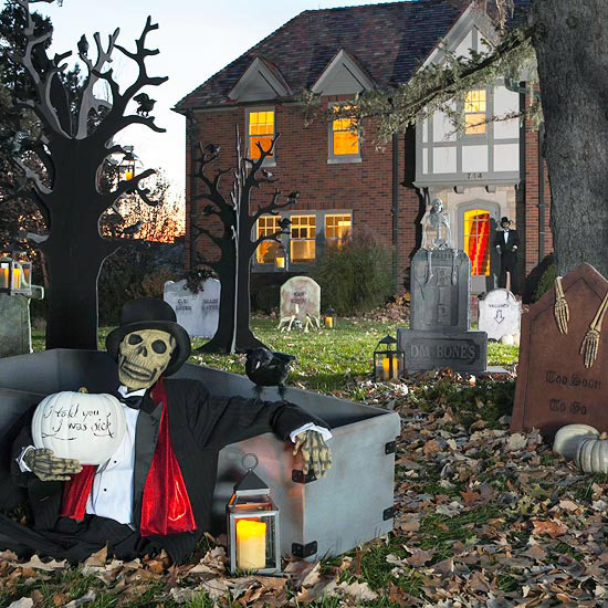 décoration de jardin Halloween pierres-tombales-cimetière-carton