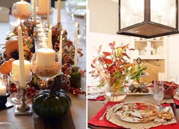 décoration-romantique-table-fête-automne-bougies-blanches