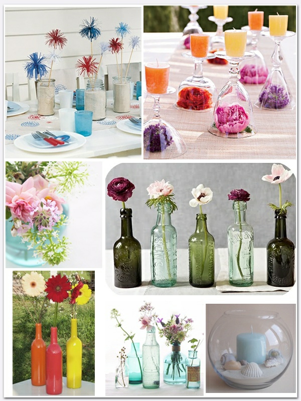 décoration-table-DIY-idées-élégantes-bouteilles-vases-fleurs-bougies