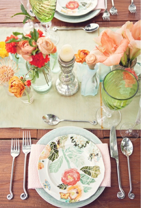 décoration-table-DIY-idées-élégantes-fleurs-assiette Décoration de table