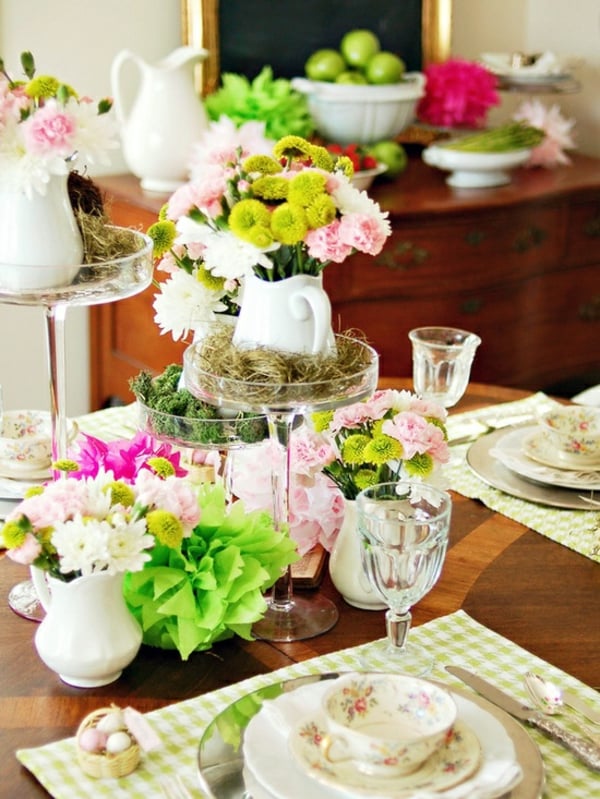 décoration-table-DIY-idées-élégantes-fleurs-blanche-jaunes Décoration de table