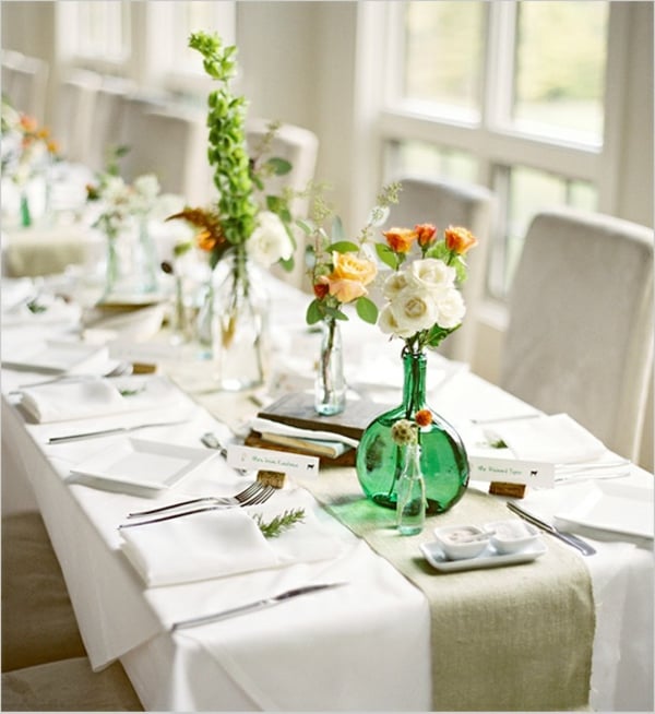 décoration-table-DIY-idées-élégantes-vases-verre-verts