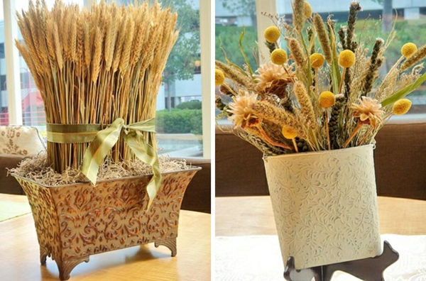 décoration-table-automne-matériaux-naturels-épis-blé