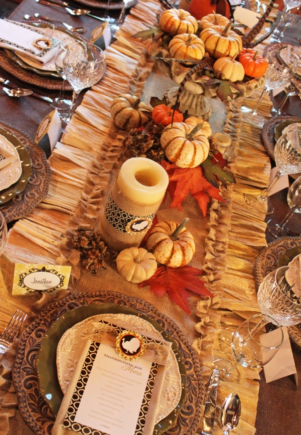 décoration de table automne mini-citrouilles-bougies