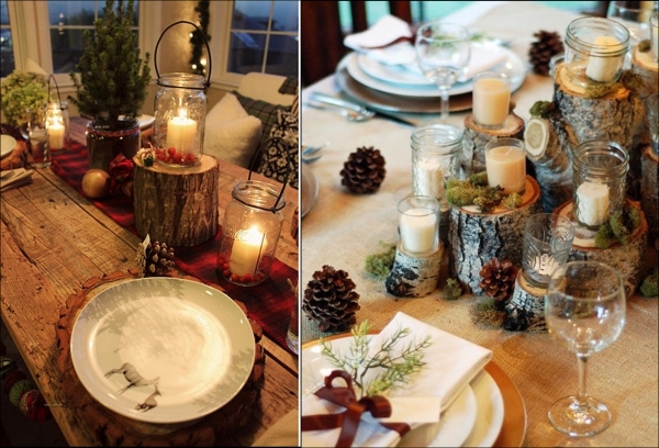décoration-table-automne-tronc-branches-bougies
