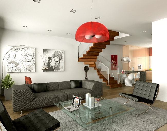 design-escalier-moderne-salon-bois-balustrade-transparente