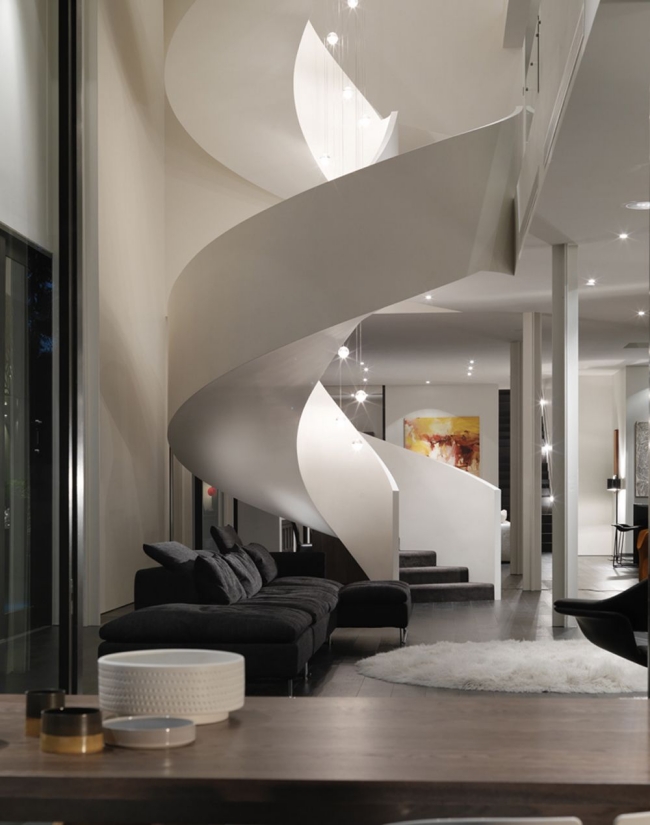 design-escalier-moderne-salon-colimaçon-blanc escaliers design et modernes