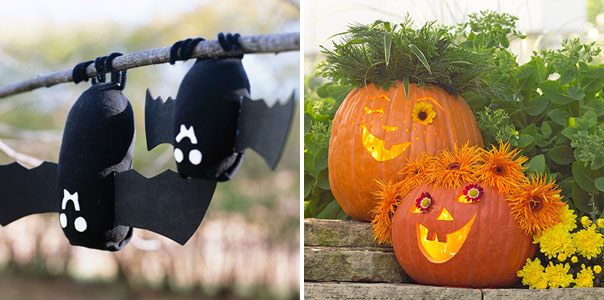 déco-Halloween-jardin-idées-chauve-souris-citrouilles