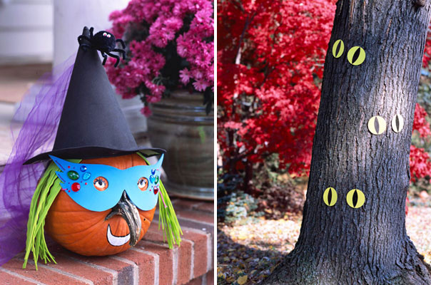 déco-Halloween-jardin-idées-citrouille-sorcière-yeux-carton