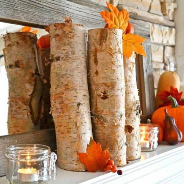 décoration-automnale-branches-feuilles-citrouilles-bougies