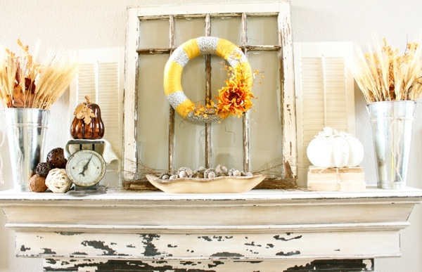 décoration automnale originale cheminée style-Shabby-Chic