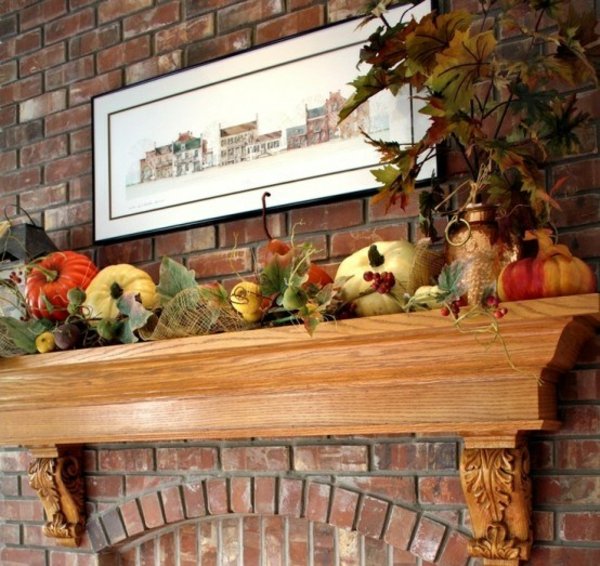 décoration automnale originale citrouilles dessus-cheminée